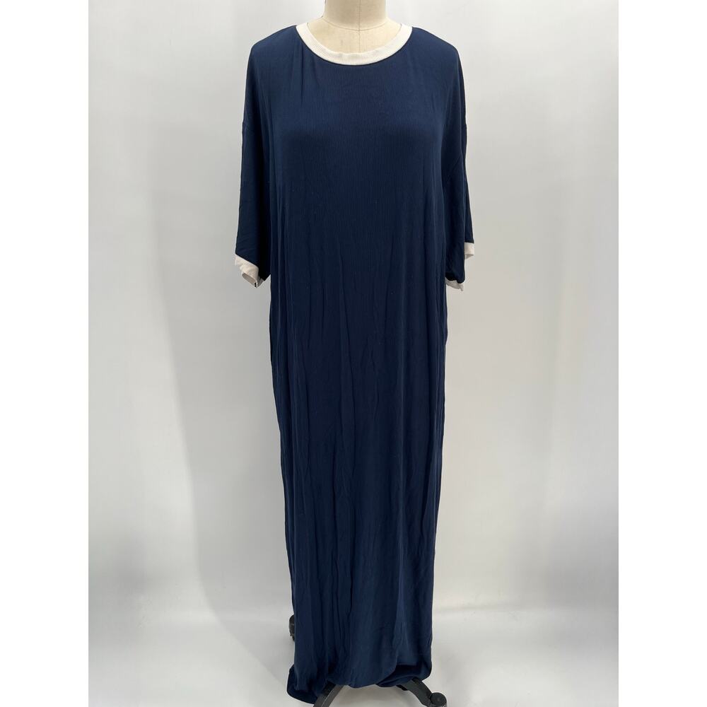 SKIMS Navy Maxi Dress with Cream Trim